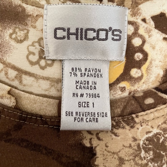Chico’s Women’s size 1 US 8 Long Sleeve Tee Shirt - Picture 2 of 2